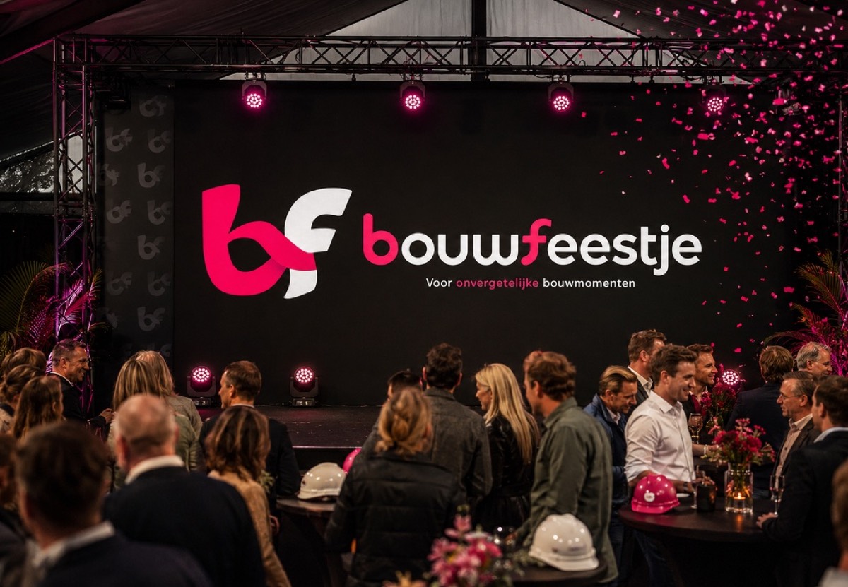 Podium met ledscherm en logoprojectie